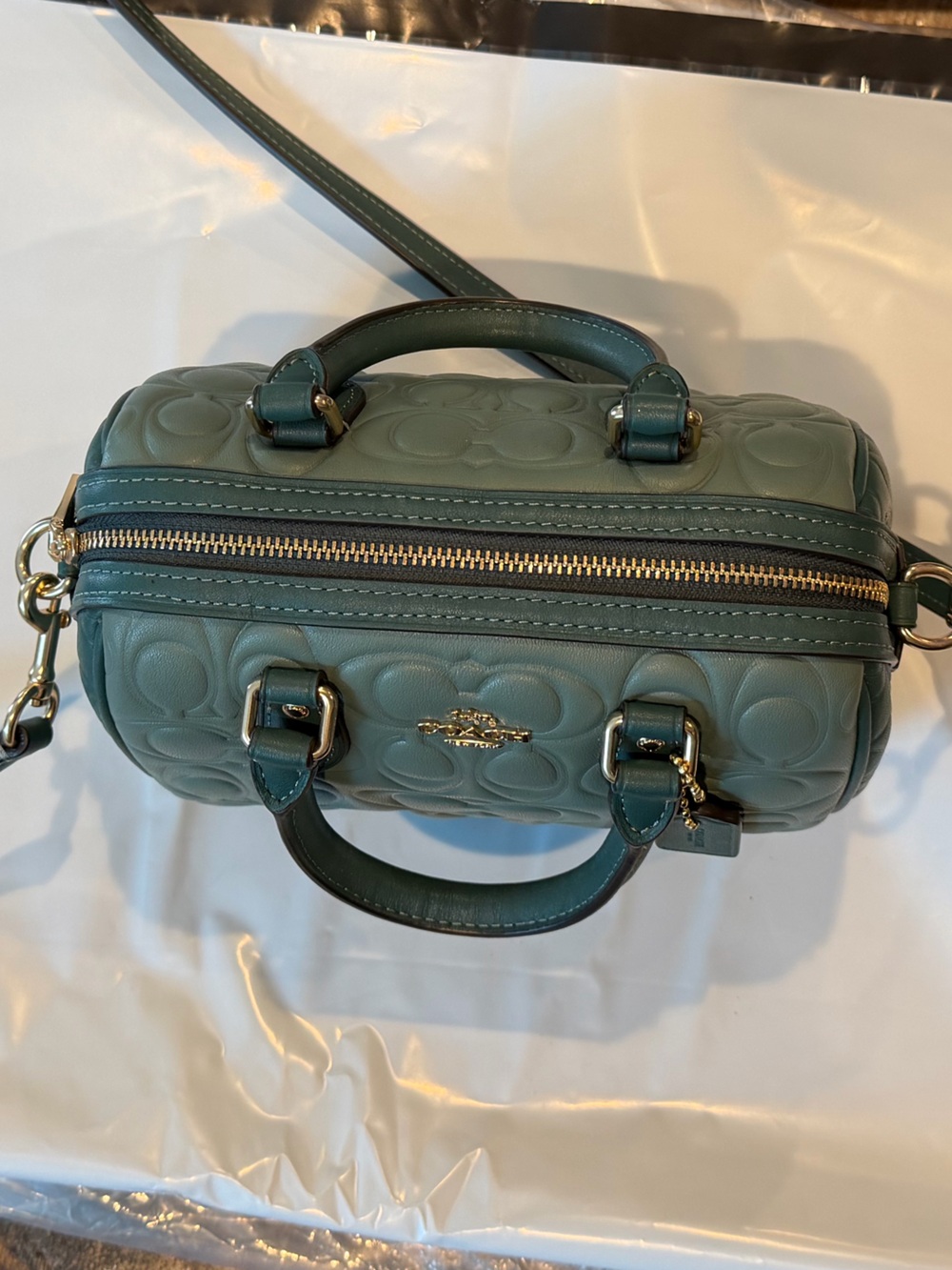 Coach MINI ROWAN Teal Signature Quilted Mini Crossbody Bag - Picture 2 of 4